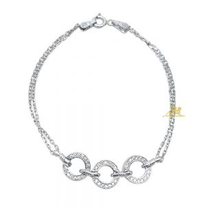 Srebrna narukvica sa spojenim alkama sa cirkonima