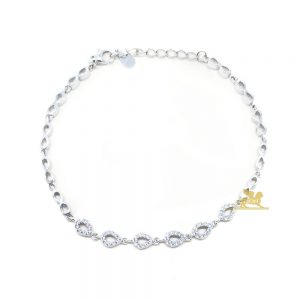 Srebrna narukvica sa alkama ukrašenim cirkonima