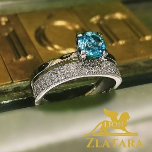 Brilijantski prsten - Swiss blue topaz i brilijanti