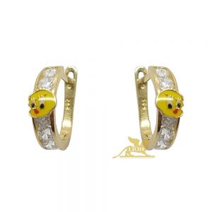 Zlatne minđuše u obliku patkica sa cirkonima