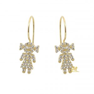 Zlatne minđuše u obliku devojčice sa cirkonima