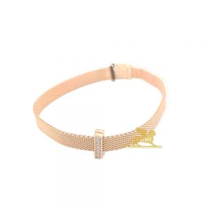 Srebrna narukvica sa roze pozlatom i cirkonima