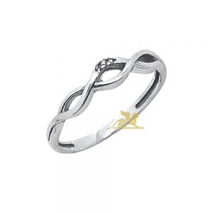 Zlatni prsten sa cirkonima spiralni