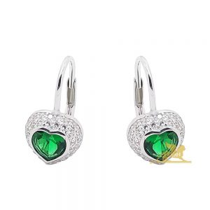 Elegantne srebrne minđuše sa zelenim cirkonom