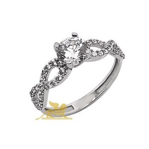 Prsten optočen cirkonima sa simbolom beskonačnosti sa desne i leve strane