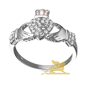 Claddagh prsten od belog, žutog ili roze zlata