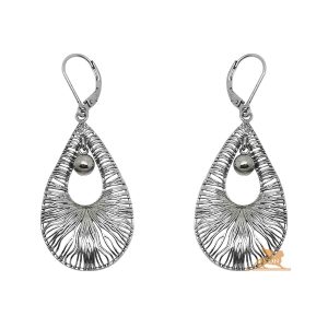 Srebrne minđuše u obliku suze sa kuglicom