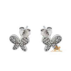 Srebrne minđuše u obliku leptira sa cirkonima