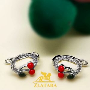 Zlatne (belo, žuto i roze) minđuše u obliku trešnje sa cirkonima.