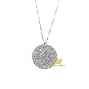 Elegantna srebrna ogrlica okrugla pločica