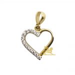 privezak srce sa cirkonima žuto zlato