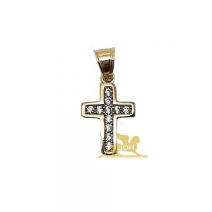 Zlatni privezak sa cirkonima u obliku krstića