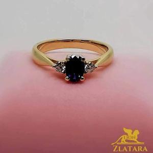 Prsten sa plavim safirom i brilijantima