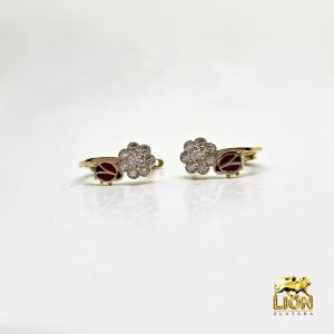 Minđuše zlatne (belo, žuto i roze) u obliku cveta