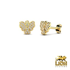 Zlatne (žuto, belo i roze) minđuše u obliku leptira.