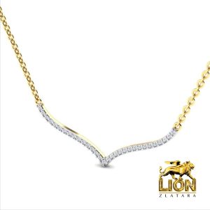 Ogrlica sa priveskom sa cirkonima od žutog, belog ili roze zlata